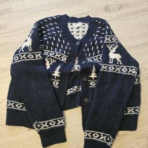 Women's Navy Blue Winter Patterned Sweater